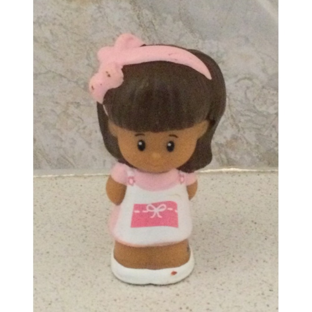 Fisher-Price Little People Girl Pink Dress Bow Headband Figure 2.5 Inch